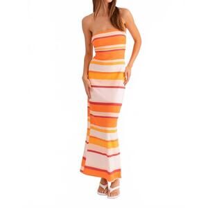NEW SAGE & CITRUS aperol spritz tube dress in orange multi